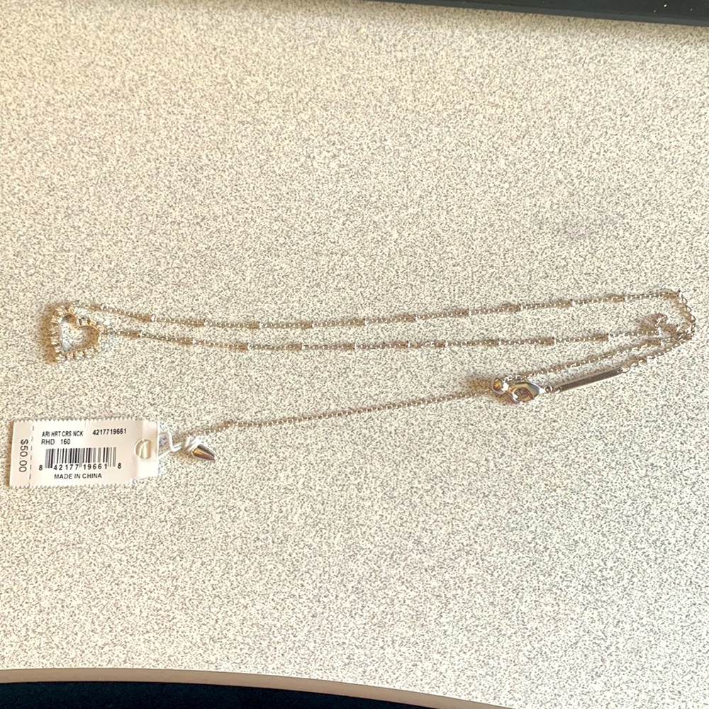 Kendra Scott silver heart necklace new with tags and original pouch and bag